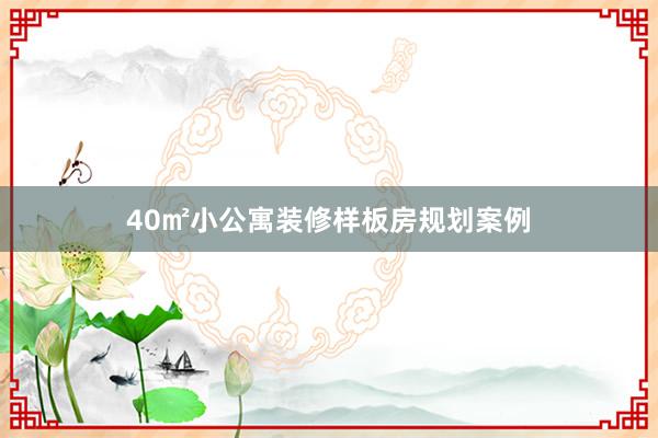 40㎡小公寓装修样板房规划案例