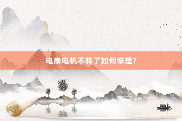电扇电机不转了如何修理？